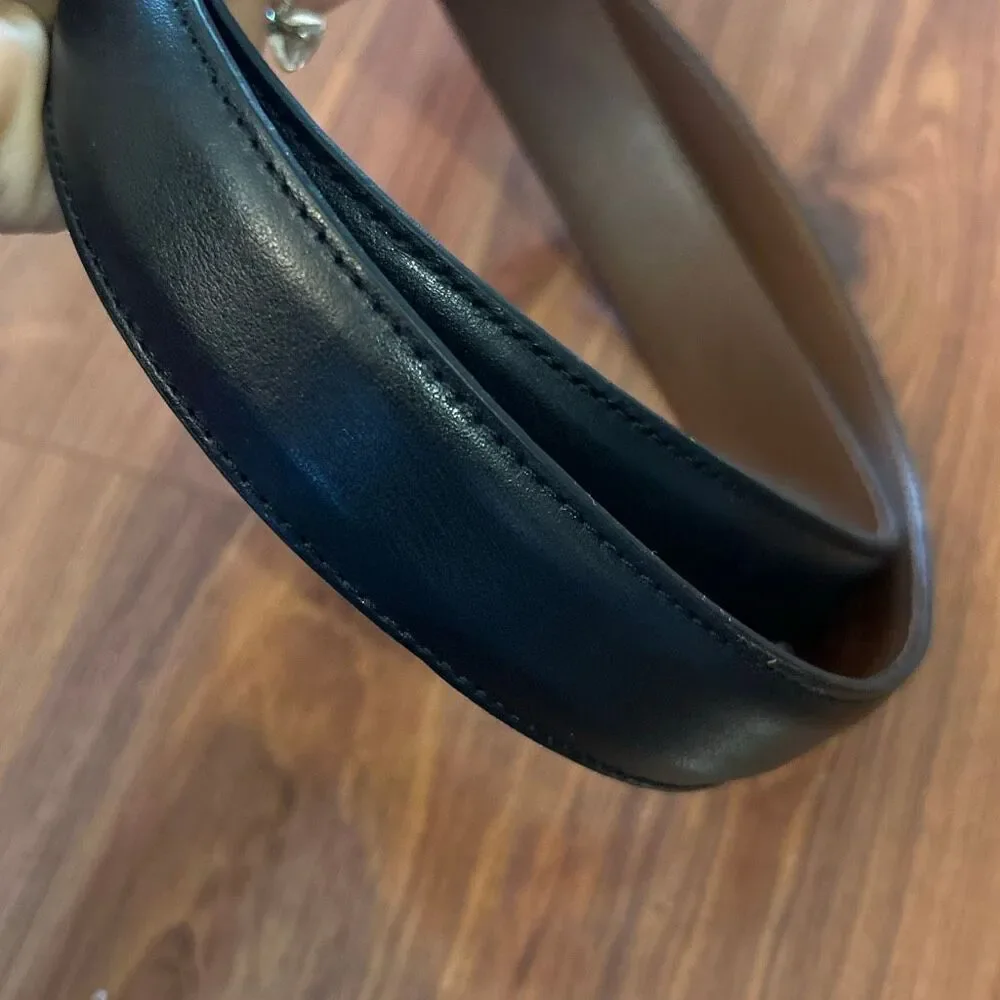 Ben Silver Charleston black leather men's belt with snaps for buckle size 44